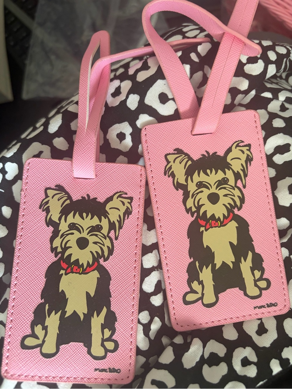 Pink Dog Graphic Luggage Tag Travel Bag Accessory